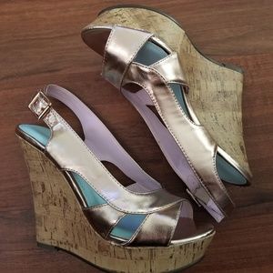 Metallic Rose Gold Wedges